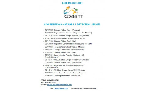 Compétitions jeunes saison 2020-2021